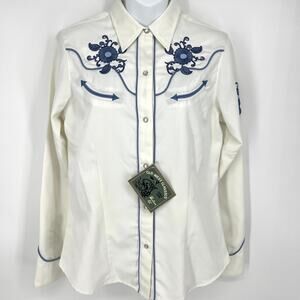 Old West Classics Womens Roper Western Snap Front Embroidered Shirt Size S